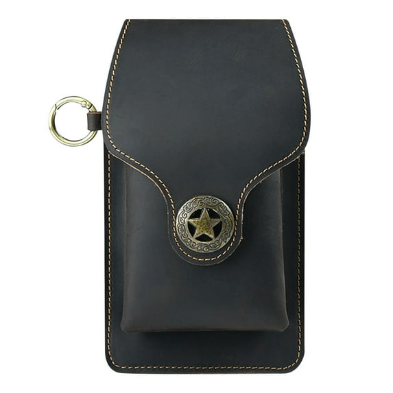 JeashCHAT Leather Cell Phone Holster for Men Leather Retro Mobile Phone Bag Outdoor Sports Men's Bag Wear Belt Mobile Phone Pocket
