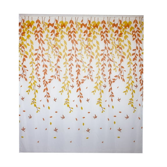 JeashCHAT Leaves Sheer Curtain , Semi Sheer Curtain with Swallow Leaves Pattern Printed, Curtains Drapes Panel Rod Pocket for Living Room Bedroom Yard(78" L x 39" M)