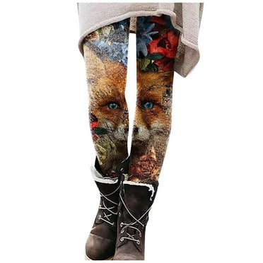 JeashCHAT Leggings for Women Animal Printed Elastic All-match Slim Casual Long Boot Pants Leggings