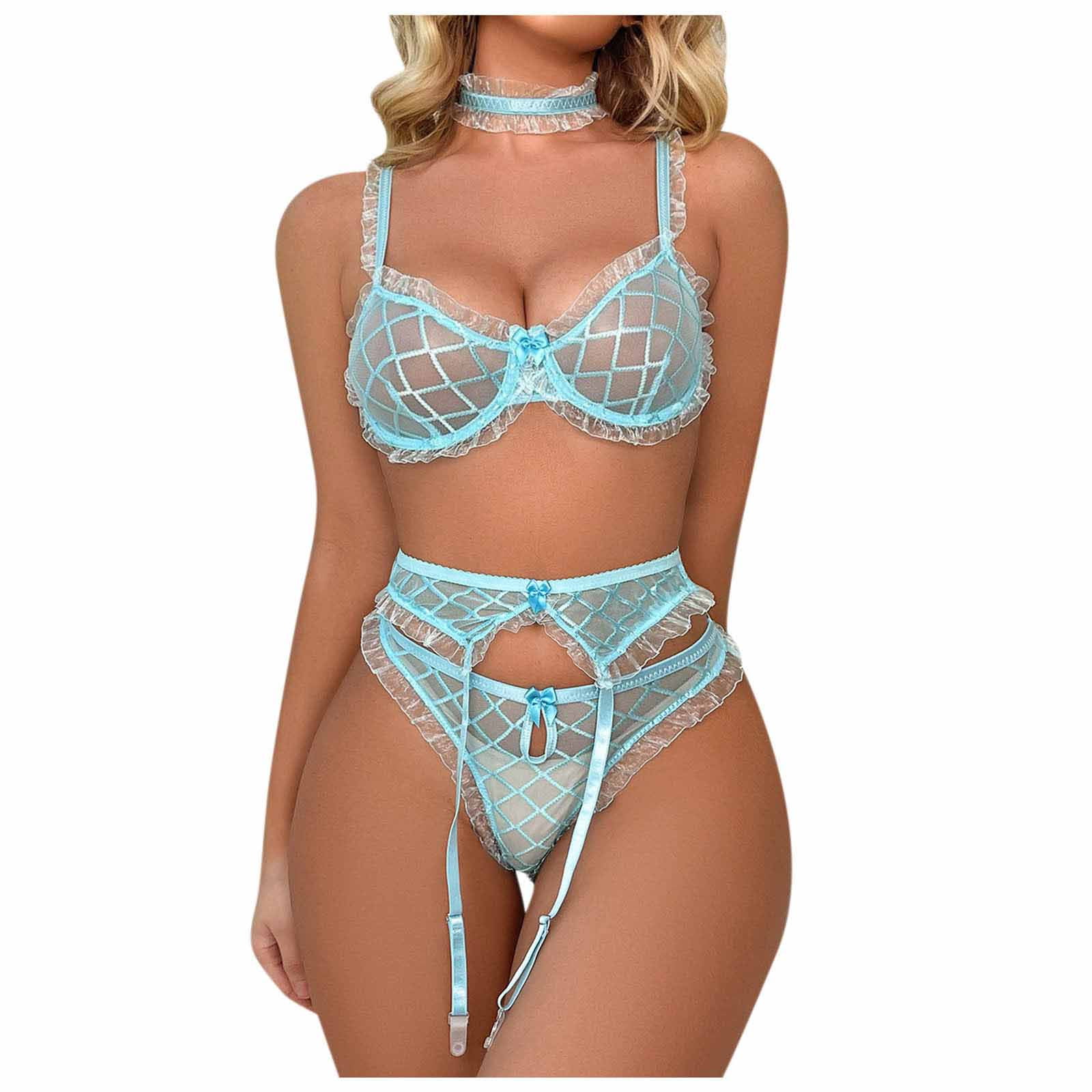 JeashCHAT Babydoll Lingerie for Women Ladies Sexy Lingerie Hollow Sexy  One-piece Lace Perspective Sexy Small Chest Underwear 