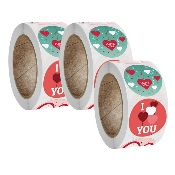 JeashCHAT Love Heart Envelope Seals, I Love You Stickers, 1 Inch Round Sealing Stickers for Valentine's Day Holiday Gift Wedding Invitation Card Decorations Accessories, 3 Rolls 1500 Pcs