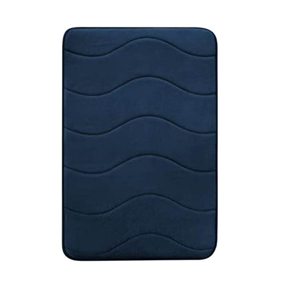 JeashCHAT Memory Foam Bath Mat Rug, 24 x 16 Inches, Comfortable Soft, Super Water Absorption, Machine Wash, Non-Slip, Thick, Easier to Dry for Bathroom Floor Rugs, Blue