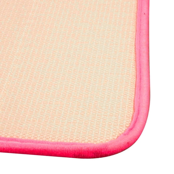 JeashCHAT Memory Foam Bathroom Rug , 24" x 16" Vertical Stripe Bath Mat, Soft Comfortable, Water Absorption, Non-Slip, Thick, Machine Washable, Easier to Dry Bathroom Floor Mat, Hot Pink