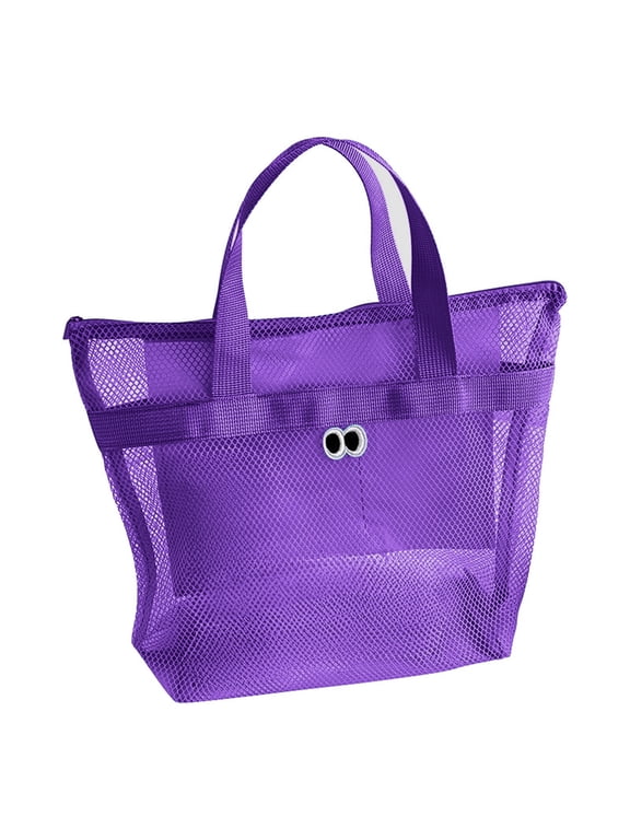 Mesh Shower Bag, Quick-Dry Shower Caddy with Zipper Pockets, Portable Toiletry Tote Shower Organizer Bag for Bathroom, Gym, Travel, Camp, Beach, College Dorm (Purple)