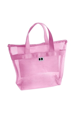 Mesh Shower Bag, Quick-Dry Shower Caddy with Zipper Pockets, Portable Toiletry Tote Shower Organizer Bag for Bathroom, Gym, Travel, Camp, Beach, College Dorm (Pink)