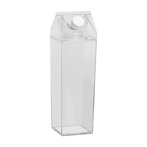 JeashCHAT Milk Carton Water Bottle Transparent Square Milk Bottle Portable Plastic Transparent Juice Bottle