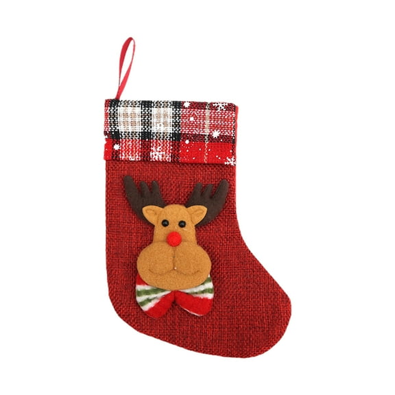 JeashCHAT Mini Christmas Stockings, 6.69 Inch Cute Santa Claus Snowman Reindeer Xmas Stocking Christmas Tree Ornaments Decorations, Holiday Party Candy Gift Card Bag