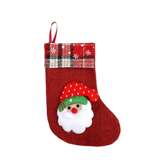 JeashCHAT Mini Christmas Stockings, 6.69 Inch Cute Santa Claus Snowman Reindeer Xmas Stocking Christmas Tree Ornaments Decorations, Holiday Party Candy Gift Card Bag