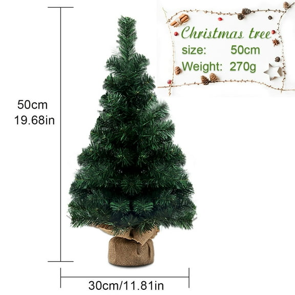 JeashCHAT Mini Christmas Tree Tabletop Christmas Trees with Cloth Bag Base Small Artificial Pine Tree for Indoor Home Office Desk Xmas Holiday Decoration, 19.7"
