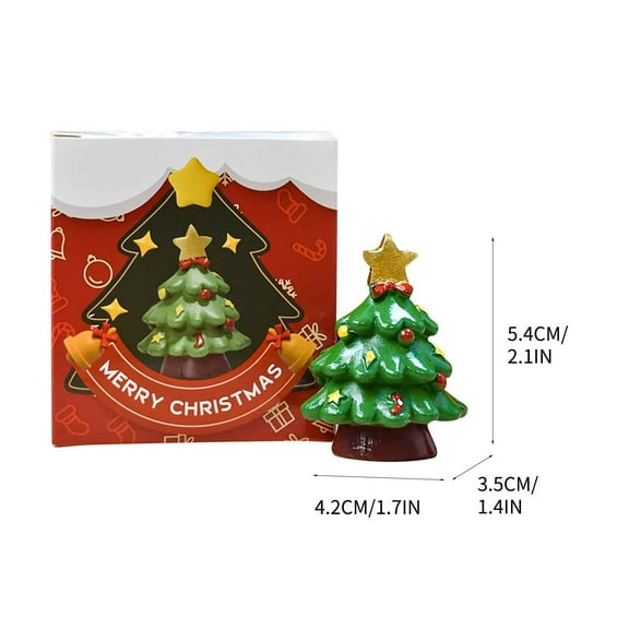 JeashCHAT Mini Resin Christmas Tree Statue Cake Toppers Christmas Miniature Figurines Ornaments Landscape for DIY Snow Globes Fairy Garden Decor