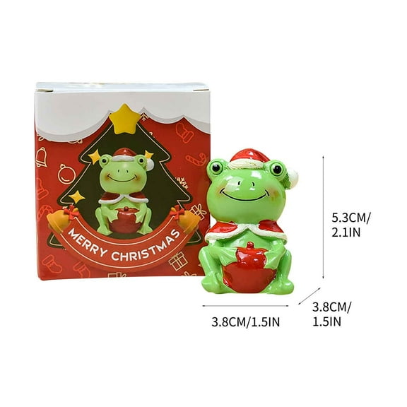 JeashCHAT Mini Resin Frog Statue Cake Toppers Christmas Miniature Figurines Ornaments Landscape for DIY Snow Globes Fairy Garden Decor