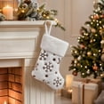 thumbnail image 1 of JeashCHAT Mini White Plush Christmas Stockings, 7.48 Inch Glitter Sequin Snowflake Xmas Stockings Hanging Ornaments, Christmas Tree Decorations, 1 of 7