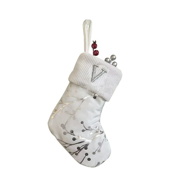 JeashCHAT Monogram Christmas Stockings with Letters, 6.69 Inches Small Embroidered Initial Christmas Stockings for Family Holiday Decorations and Xmas Tree Fireplace