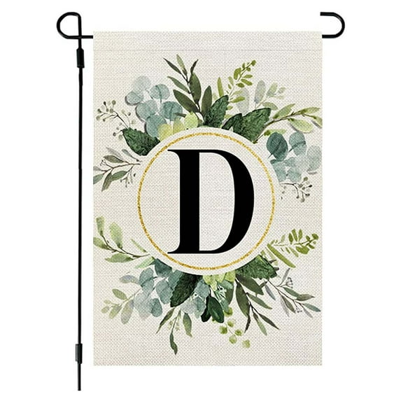 JeashCHAT Monogram Letter D Floral Garden Flag Double Sided for Outside, Family Last Name Initial Yard Flags Patio Outdoor Decor 12x18 Inch