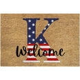 thumbnail image 1 of JeashCHAT Monogram Letter K Doormat American Stars and Stripes 4th of July Patriotic Welcome Door Mat Family Last Name Initial Floor Mat Independence Day Decoration for Indoor Outdoor, 16"x24", 1 of 3