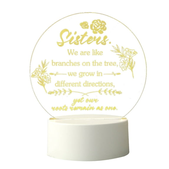 JeashCHAT Mother's Day Gift-LED Acrylic 3D Mother's Day Greeting Gift Light, Round Shape Atmosphere Night Light Gifts for Mom(White Warm Light)