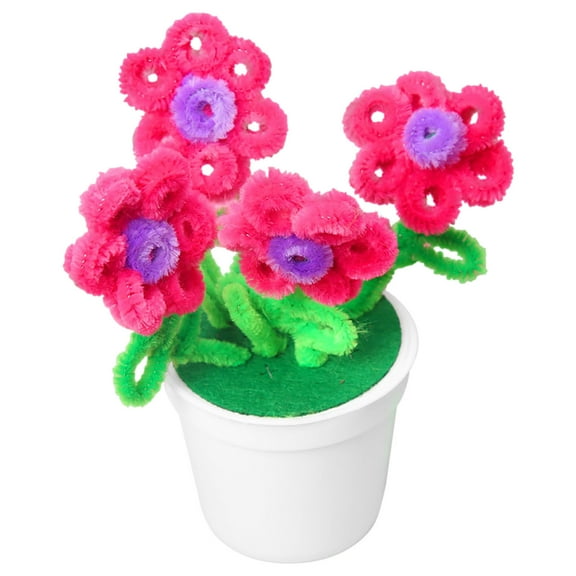 JeashCHAT Mother's Day Handmade Twisted Stick Hairy Flower Potted Children's Kindergarten