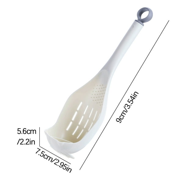 JeashCHAT Multifunctional Cooking Spoon , Skimmer Scoop Colander Strainer Grater Masher with Long Handle, Heat Resistant Kitchen Gadgets, Beige