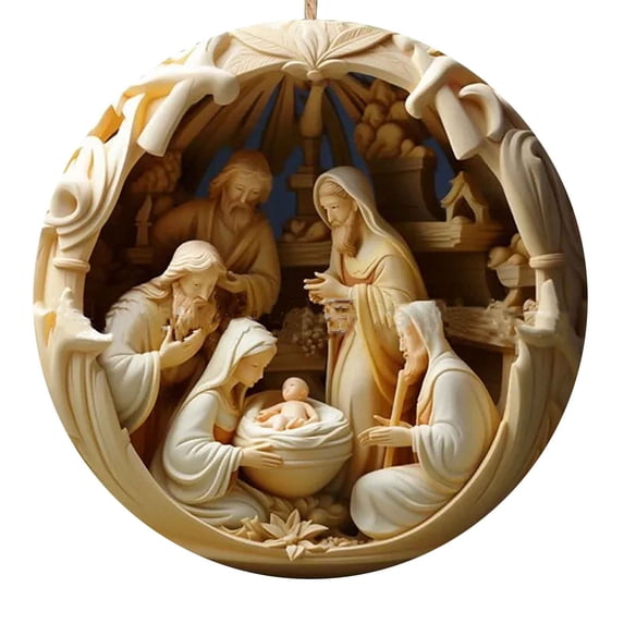 JeashCHAT Nativity Scene Christmas Ornaments Plastic Christmas Decorations Christmas Tree Hanging Decorations Christmas Gifts Christmas Stocking Stuffers, 1 Pc