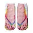 thumbnail image 1 of JeashCHAT Novel Funny 3D Printing Flip Flops Socks Group, 1 of 1