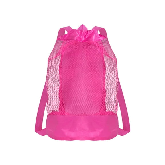 JeashCHAT Outdoor Beach Toy Bag, Waterproof Mesh Travel Sand Toys Backpack, Beach Vacation Shell Collecting Bag Large Capacity Beach Toys Storage Bag, Hot Pink