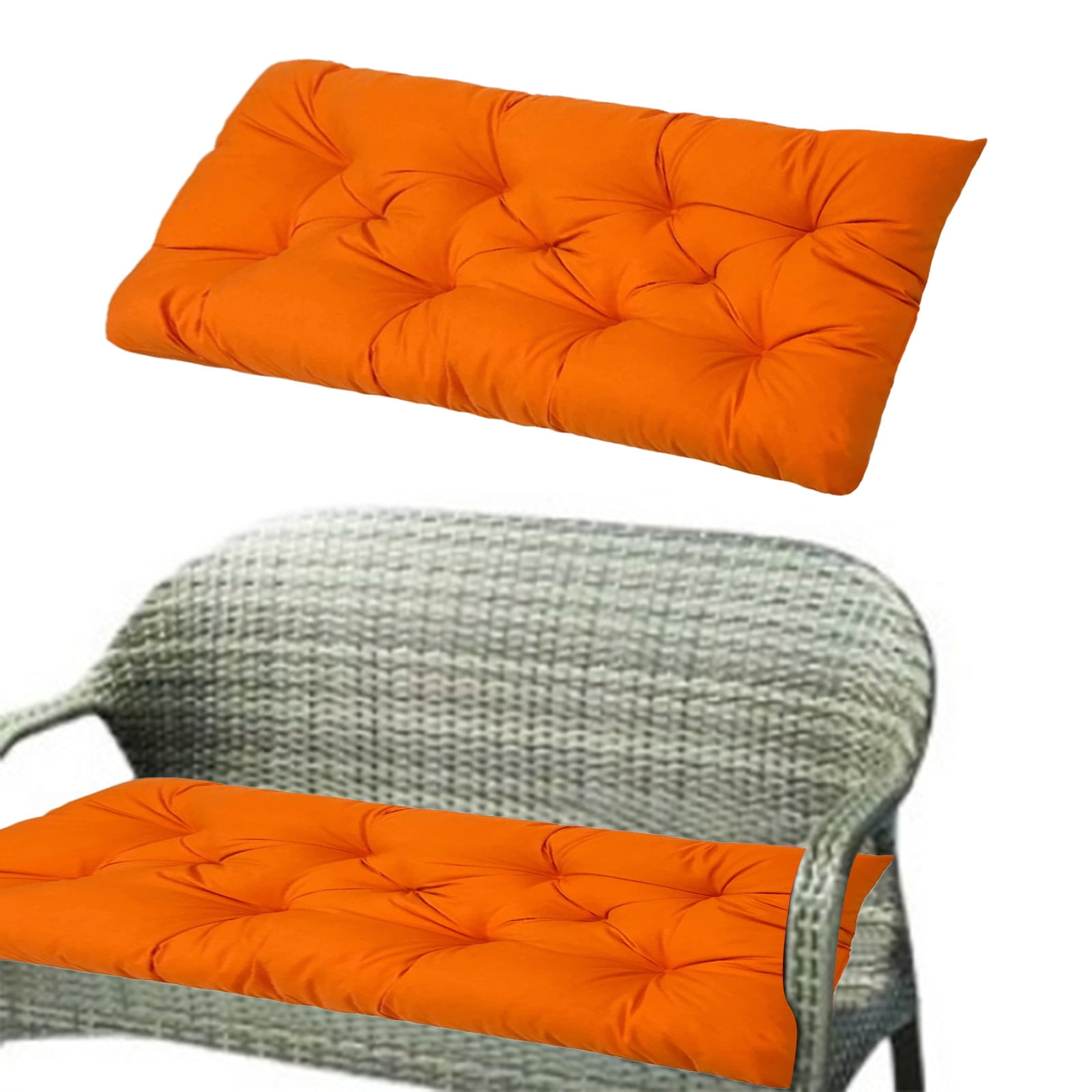 JeashCHAT Outdoor Bench Cushion Lounger Seat Cushion Loveseat Cushion for Patio Furniture, Tufted Porch Swing Cushion Waterproof Fade-Resistant (40 x 20 Inch, Orange)