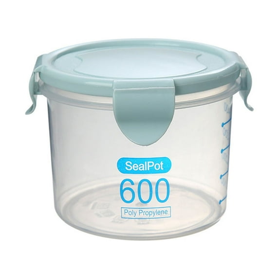 JeashCHAT Overnight Oats Containers with Airtight Snap Lock, Round Food Storage Containers for Oatmeal Cereal Milk, Reusable Portable Food Storage Jars, Leakproof, BPA Free Plastic, Blue 600ml