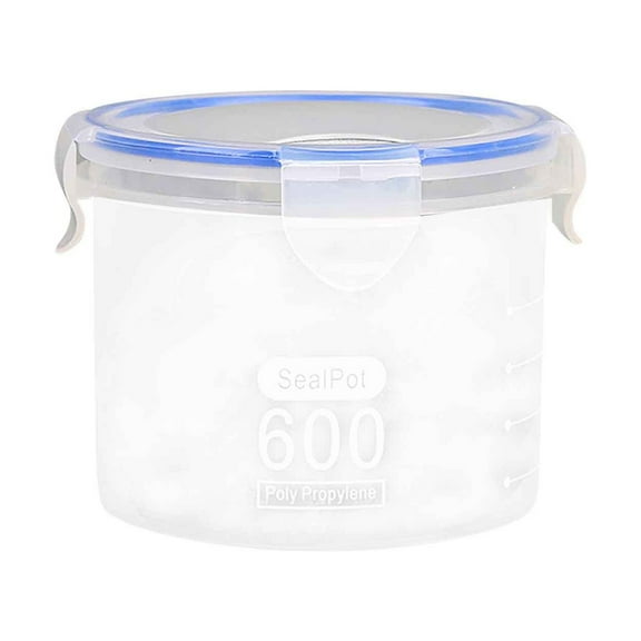 JeashCHAT Overnight Oats Containers with Lids, Round Food Storage Containers, Kitchen Bulk Food Storage Jars with Airtight Snap Lock, BPA Free Plastic, 600ml
