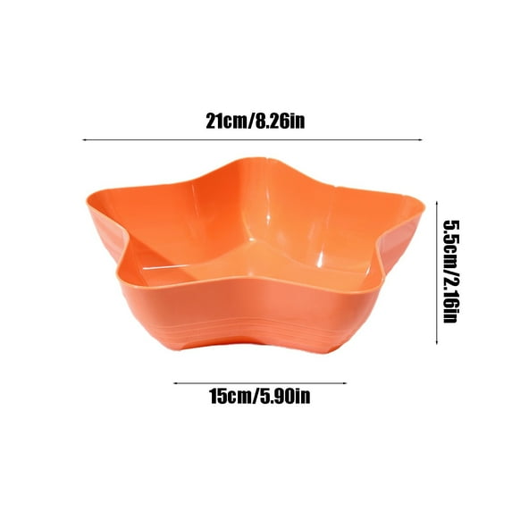 JeashCHAT Patriotic Star Shaped Dessert Bowl Fruit Bowl, Plastic Fruit Plate Snack Plate, Lightweight Reusable Candy Nut Snack Fruit Ice Cream Serving Bowl Tray for Party Supplies, Orange