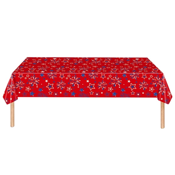 JeashCHAT Patriotic Tablecloth, 4th of July Decorations 54" x 108" Disposable Plastic Tablecloth for Memorial Day, Birthday Party Table Cloth, Patriotic Themed Party Supplies for Home Outdoor