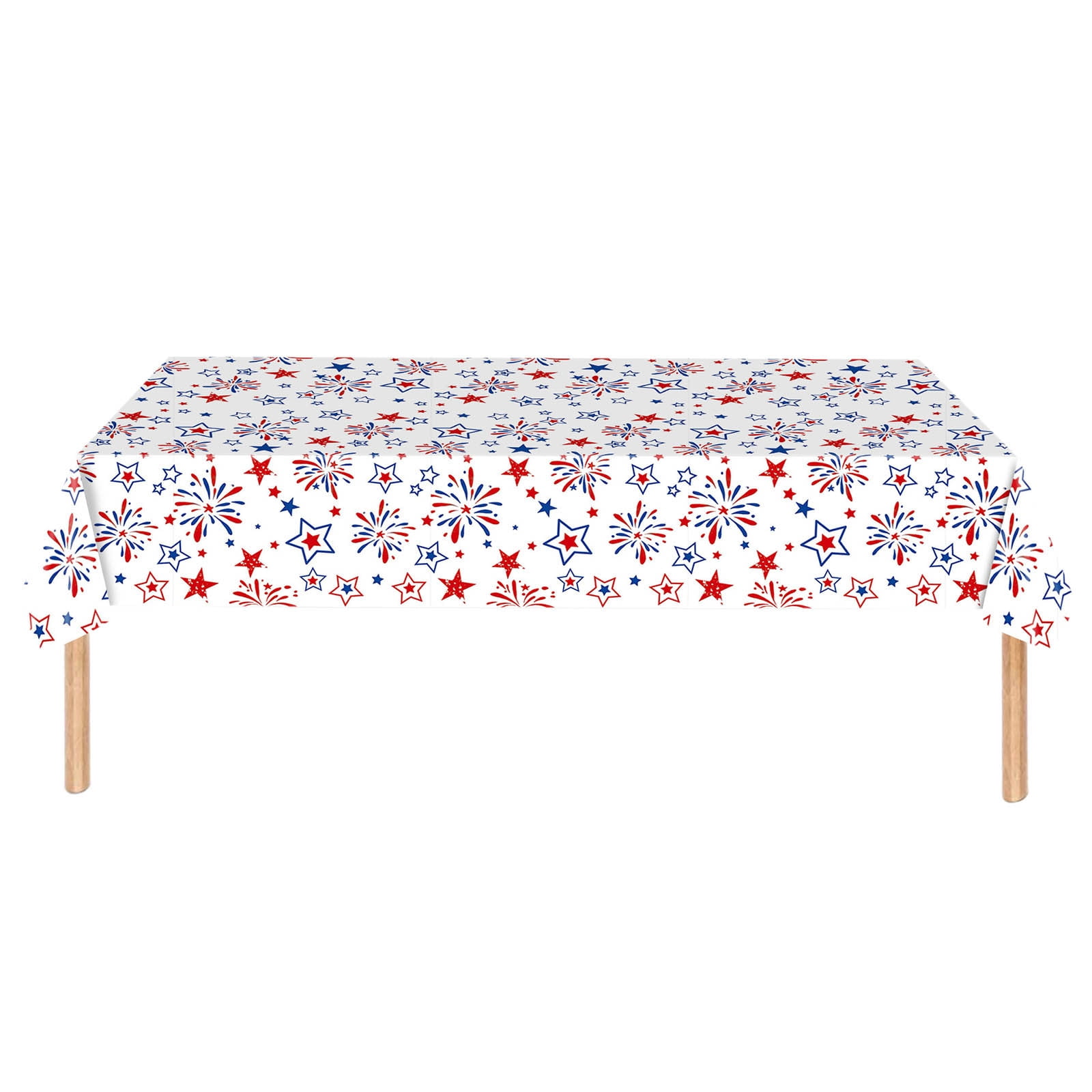 JeashCHAT Patriotic Tablecloth, 4th of July Decorations 54" x 108" Disposable Plastic Tablecloth for Memorial Day, Birthday Party Table Cloth, Patriotic Themed Party Supplies for Home Outdoor