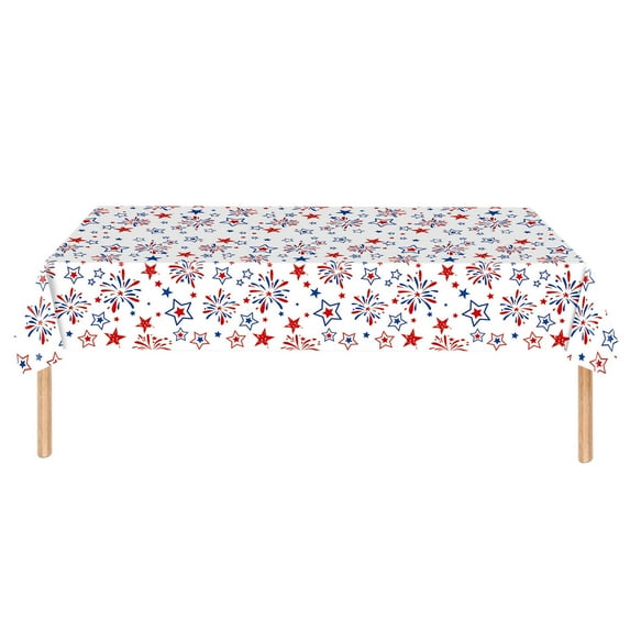 JeashCHAT Patriotic Tablecloth, 4th of July Decorations 54" x 108" Disposable Plastic Tablecloth for Memorial Day, Birthday Party Table Cloth, Patriotic Themed Party Supplies for Home Outdoor
