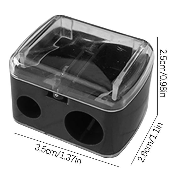 JeashCHAT Pencil Sharpener , Manual 2 Holes Colored Pencil Sharpener with Lid for Adults, Portable Compact Pencil Sharpener for Office (Black)
