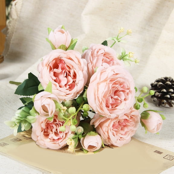 JeashCHAT Peonies Artificial Flowers, Artificial Peony Bouquet Silk Peonies Flowers Fake Flowers Spring Flowers for Table Centerpieces Wedding Party Office Home Decorations