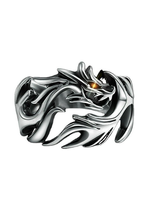 Personality Men's Retro Hip Hop Punk Style Dragon Totem Open Ring Dragon Ring