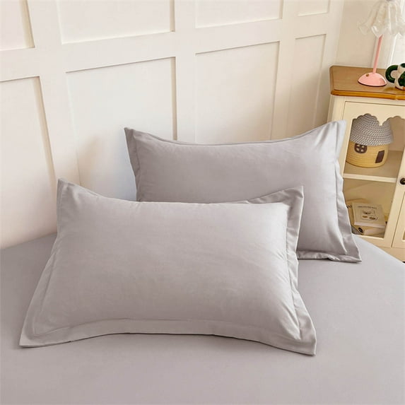 JeashCHAT Pillow Shams Set of 2 Standard Size Decorative Solid Color Bed Pillow Shams Brushed Microfiber Pillowcases Bedding Pillow Cases for Bedroom Dorm, 29"x19"