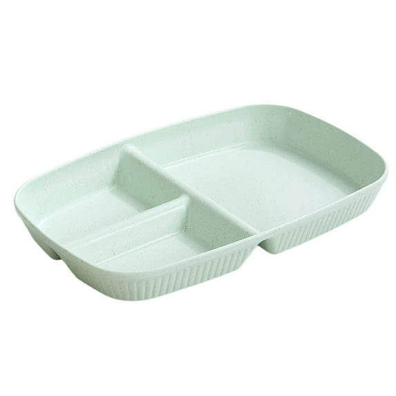 JeashCHAT Plastic Divided Plate Unbreakable Wheat Straw Plate 3 Compartments Dinner Plate Lightweight Reusable Plates, Microwave and Dishwasher Safe