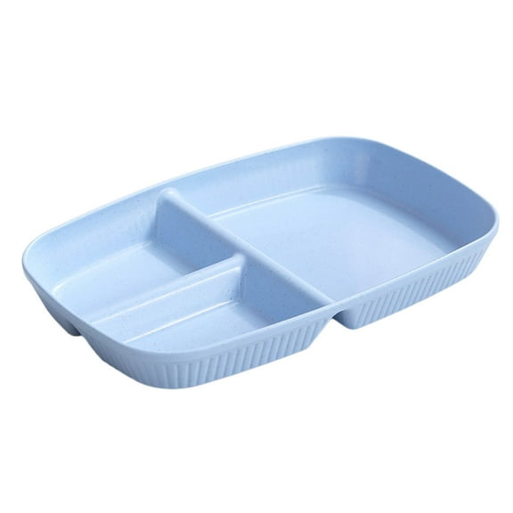JeashCHAT Plastic Divided Plate Unbreakable Wheat Straw Plate 3 Compartments Dinner Plate Lightweight Reusable Plates, Microwave and Dishwasher Safe