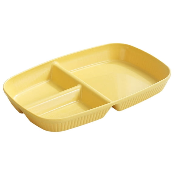 JeashCHAT Plastic Divided Plate Unbreakable Wheat Straw Plate 3 Compartments Dinner Plate Lightweight Reusable Plates, Microwave and Dishwasher Safe