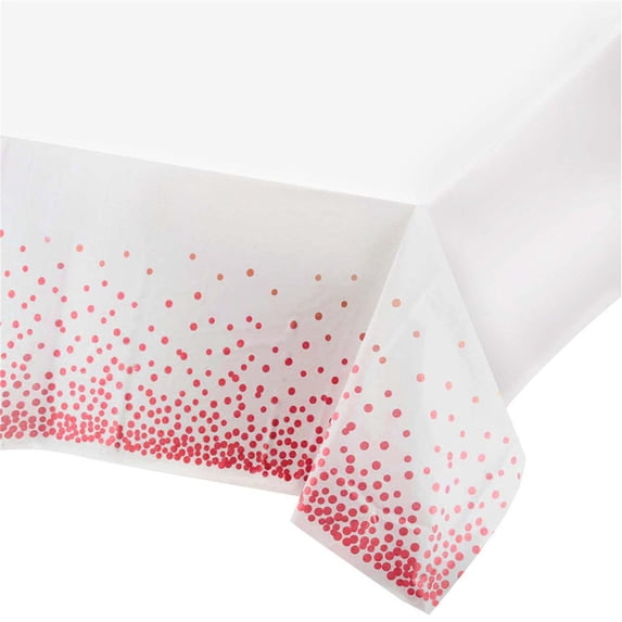 JeashCHAT Plastic Tablecloths for Rectangle Tables, Red Dot Table Cloth, Disposable Waterproof Party Table Cover for Birthday Thanksgiving Christmas Wedding Anniversary, 54” x 108”
