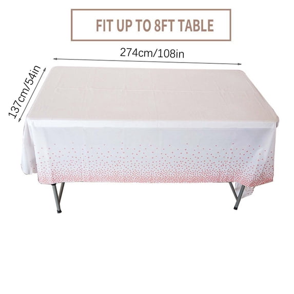 JeashCHAT Plastic Tablecloths for Rectangle Tables, Rose Gold Dot Table Cloth, Disposable Waterproof Party Table Cover for Birthday Thanksgiving Christmas Wedding Anniversary, 54” x 108”