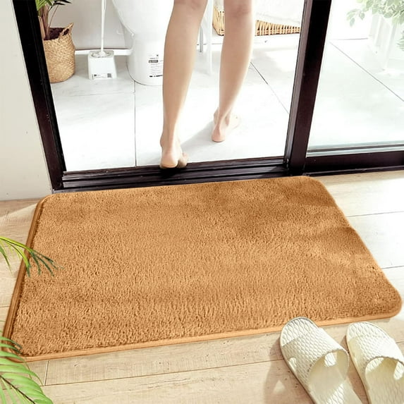 JeashCHAT Plush Bathroom Rug Non-Slip Absorbent Bath Mat Ultra Soft Small Area Rug for Living Room Bedroom, Machine Washable, 24x16 inch, Brown