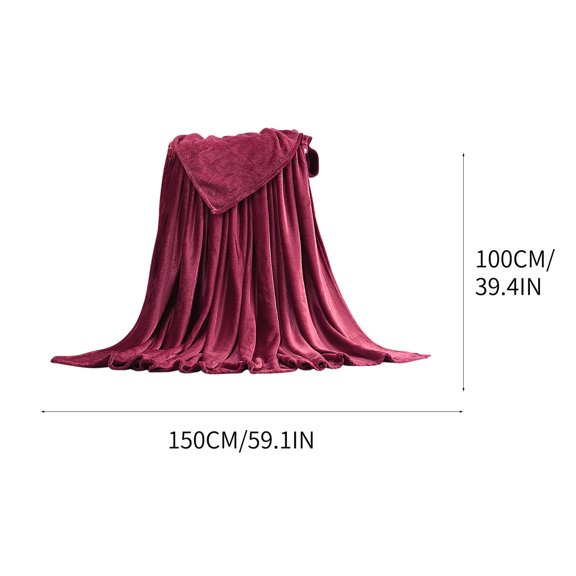 JeashCHAT Plush Blanket, Super Soft Warm Lightweight Breathable Cozy Solid Throw Blanket for Bed Couch Sofa Car Office, 39"x59", Wine