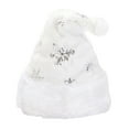 thumbnail image 1 of JeashCHAT Plush Christmas Hat, Sequin Snowflake White Santa Hat for Adults Kids, Unisex Velvet Comfort Xmas Hat for Christmas New Year Festive Party, Holiday Supplies, 1 of 6