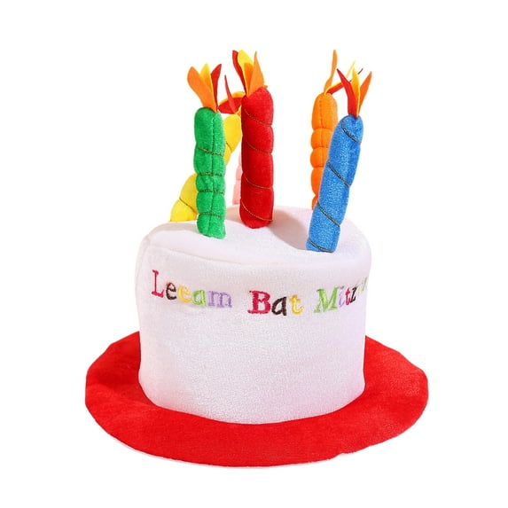 JeashCHAT Plush Happy Birthday Cake Hat, Unisex Christmas Birthday Party Hat Party Favors, Costume Accessories, Cake and Multicolor Candles Hat Decorations