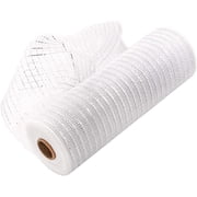 JeashCHAT Poly Mesh Ribbon With Foil Each Roll For Wreaths Swags Bows Wrapping And Decorating