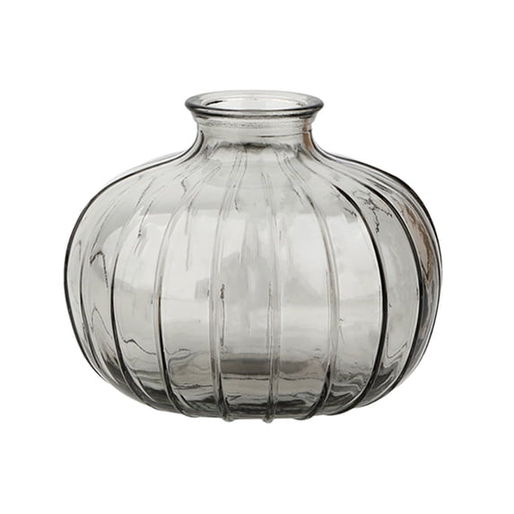 JeashCHAT Pumpkin Shaped Glass Vase, Striped Flower Vase, Decorative Clear Glass Vase for Fall Thanksgiving Table Centerpiece Home Shelf Floral Arrangement Decor, 1.97"x3.15"
