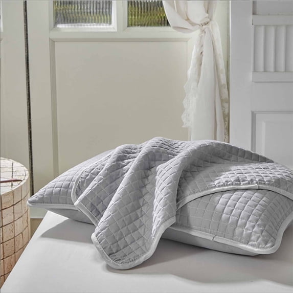 JeashCHAT Quilted Pillow Cover, Super Soft Breathable Bed Pillow Pillowcase for Sleeping, Pillow Protector, Pillowcase with Zipper Closure for Bedroom Dorm Hotel, 19"x29" Gray