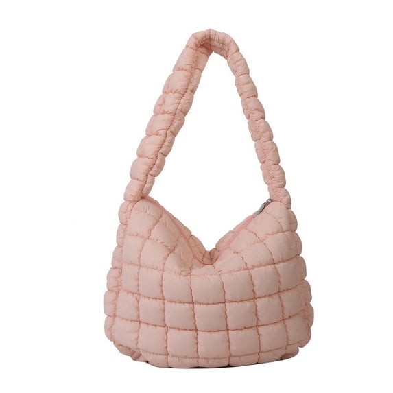 JeashCHAT Quilted Tote Bag for Women, Lightweight Puffer Padding Shoulder Bag for Work Travel, Large Capacity Ladies Handbag Purse Zipper Closure