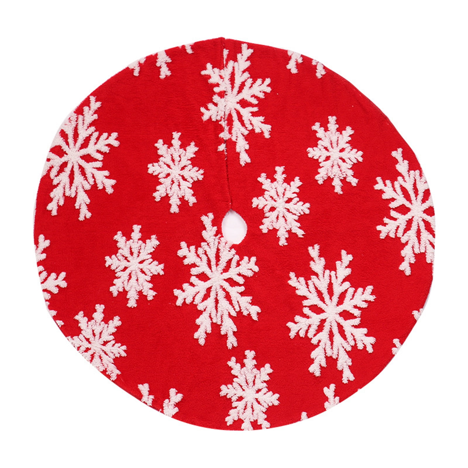 JeashCHAT Red Christmas Tree Skirt 35.4" Snowflake Printed Tree Skirt